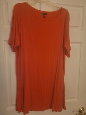 Eileen Fisher Vibrant Orange Short-Sleeve Tunic